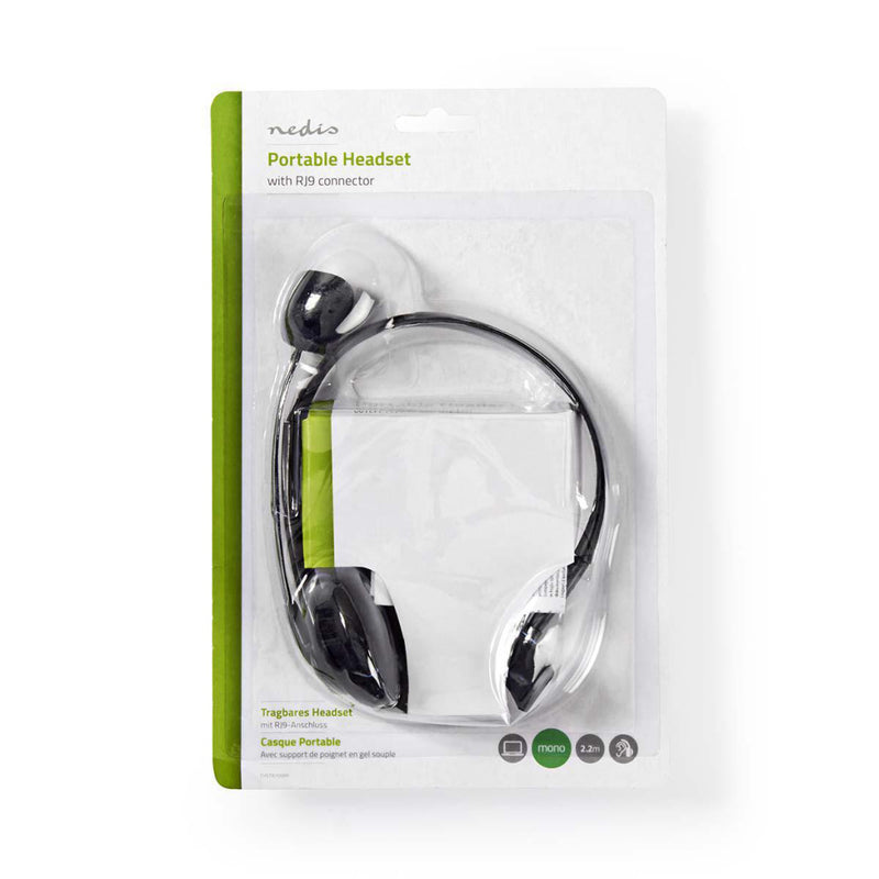 Nedis CHSTRJ100BK Pc-headset On-ear Rj9-connector 2,2 M Zwart
