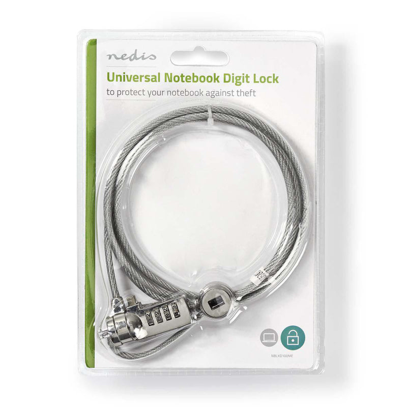 Nedis NBLKD100ME Notebookvergrendeling Getallen 1,8 M Zilver