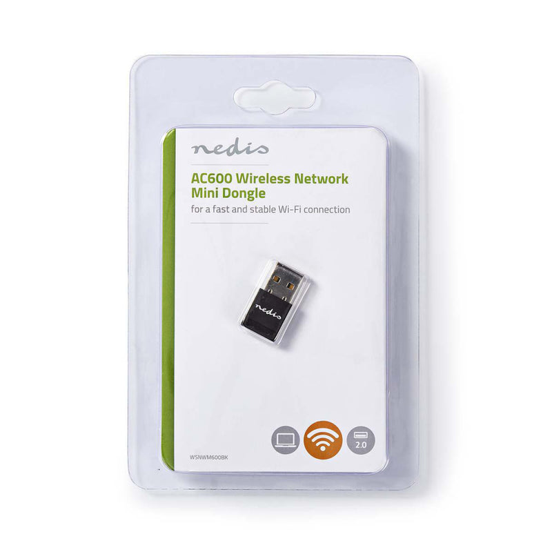 Nedis WSNWM600BK Dongle En Antenne Voor Draadloos Netwerk Ac600 Dual Band Zwart