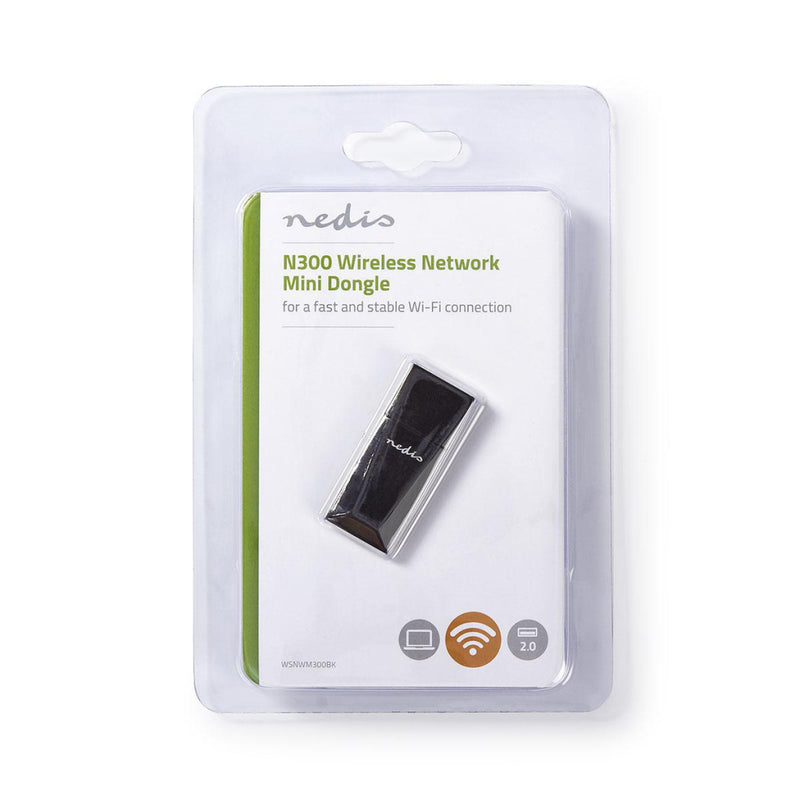 Nedis WSNWM300BK Netwerk-Dongel Wifi N300 2.4 Ghz USB2.0 Wifi-snelheid 300 Mbps