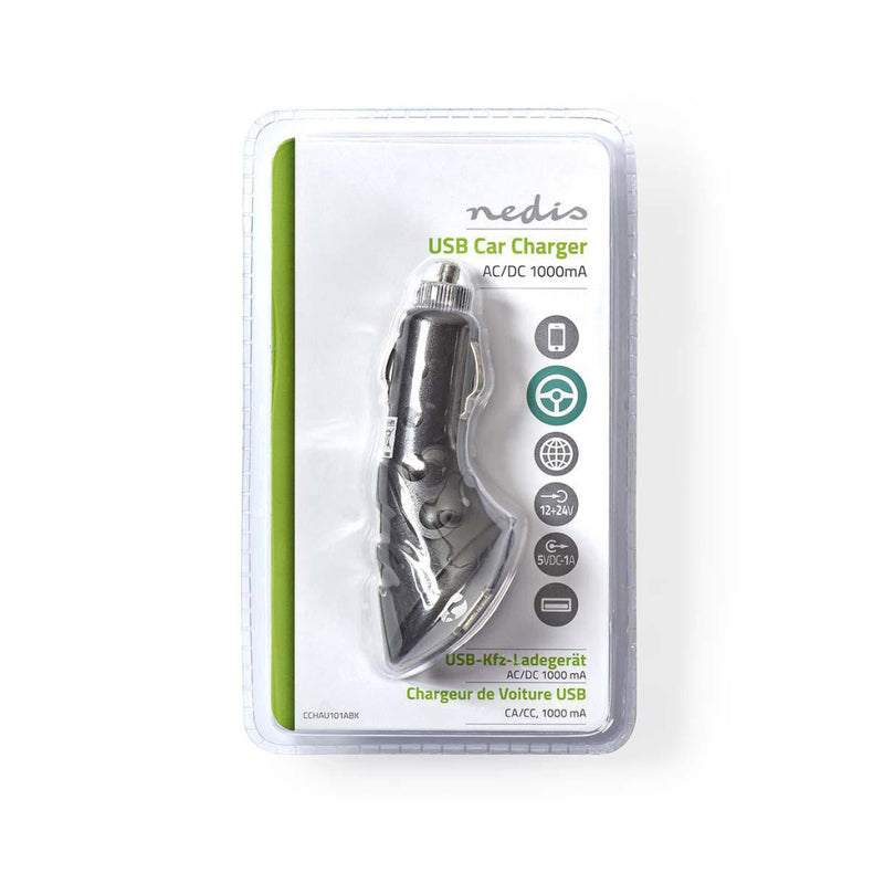 Nedis CCHAU101ABK Autolader 1,0 A 1 Uitgang Usb Zwart