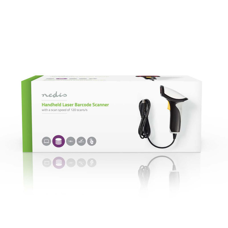 Nedis BCSRLR100BK Laserbarcodescanner 1d Lineair Usb 2.0 Grijs/zwart