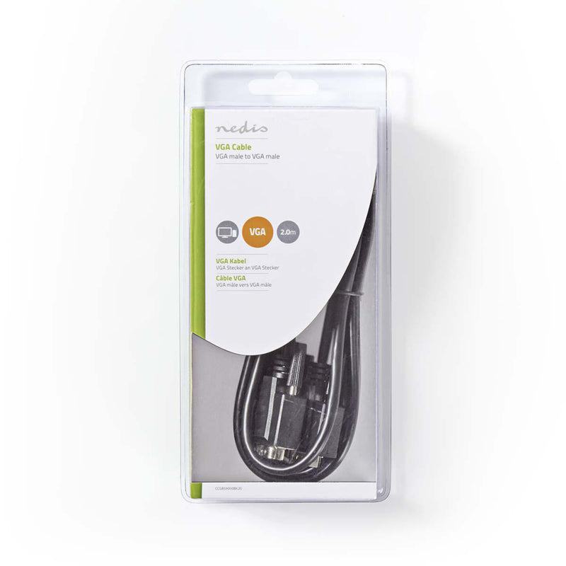 Nedis CCGB59000BK20 Vga-kabel Vga Male - Vga Male 2,0 M Zwart