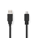 Nedis CCGB60500BK10 Usb-kabel Usb 2.0 Usb-a Male Usb Micro-b Male 480 Mbps Vernikkeld 1.00 M Rond P