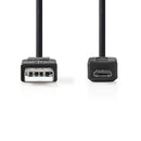 Nedis CCGB60500BK20 Usb-kabel Usb-a Male Usb Micro-b Male Vernikkeld 2.00 M Rond Pvc Zwart Blister