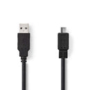 Nedis CCGB60500BK20 Usb-kabel Usb-a Male Usb Micro-b Male Vernikkeld 2.00 M Rond Pvc Zwart Blister