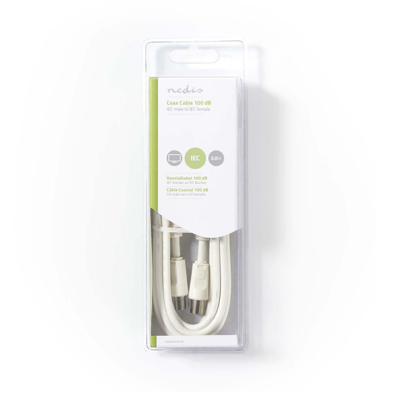 Nedis CSGB40010WT30 Coaxkabel 100 Db Iec (coax) Male - Iec (coax) Female 3,0 M Wit
