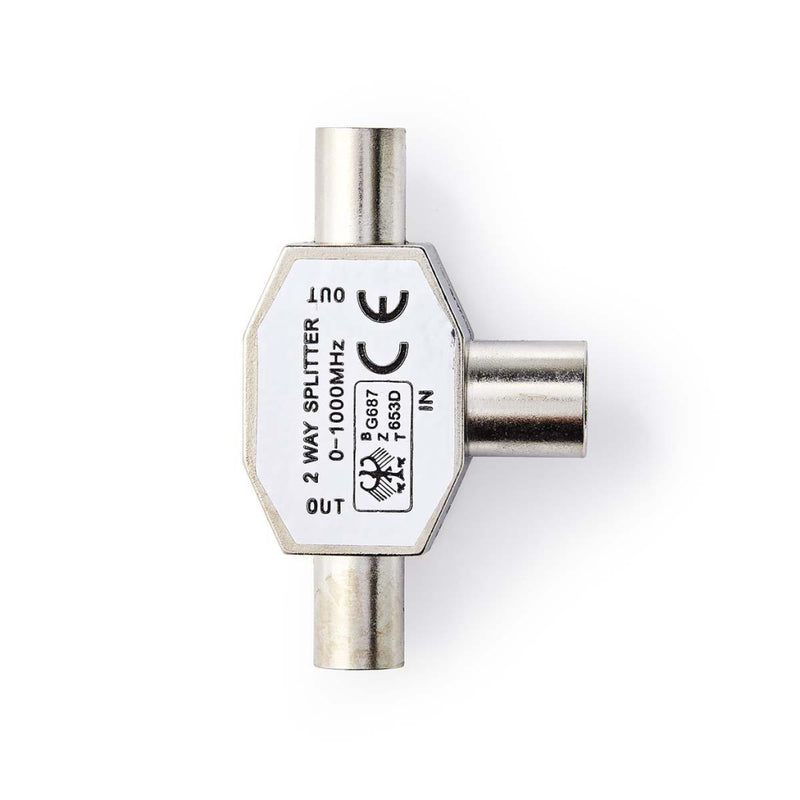Nedis CSGB40950ME Coaxsplitter 2x Iec (coax) Male - Iec (coax) Female Metaal