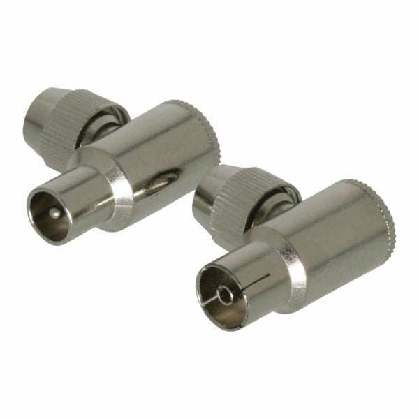 Nedis CSGB40997ME Iec (coax) -connector Male + Female - Gehoekt 2 Stuks Metaal