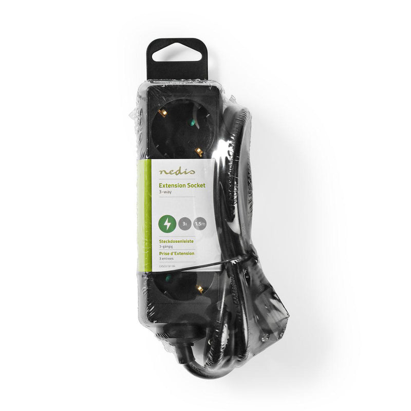 Nedis EXSO315F1BK Stekkerdoos Beschermend Contact 3-weg 1,5 M Zwart