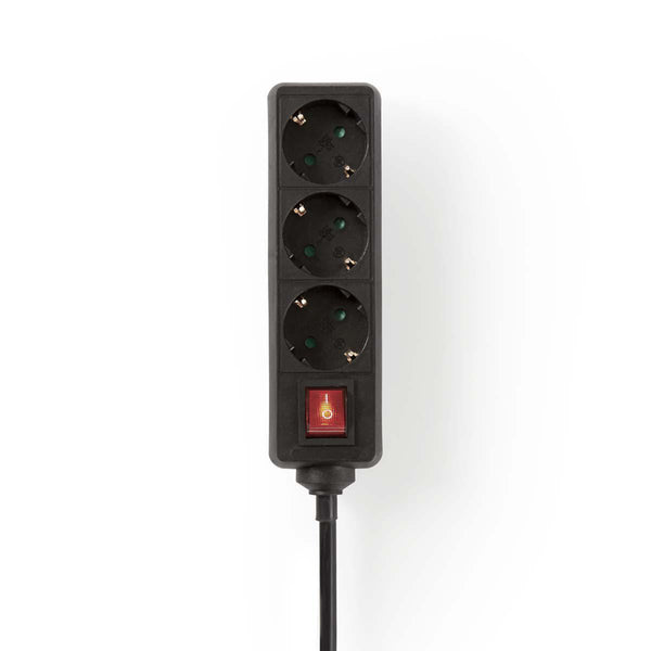 Nedis EXSO315F2BK Stekkerdoos Beschermend Contact Met Aan/uit-schakelaar 3-weg 1,5 M Zwart