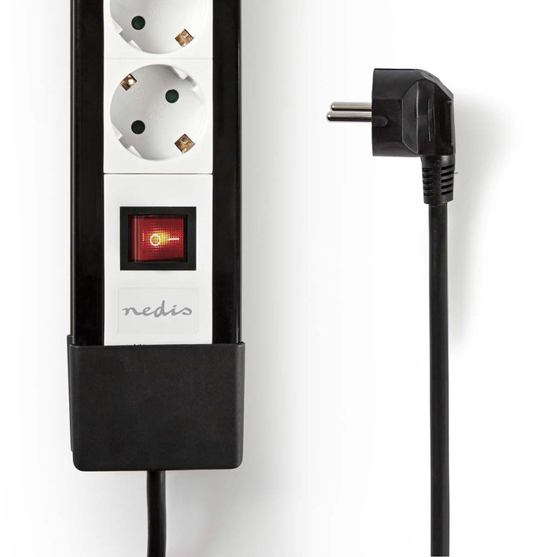 Nedis EXSO430F1PRO Stekkerdoos Beveiligd Contact 4-weg 3,00 M Zwart/wit
