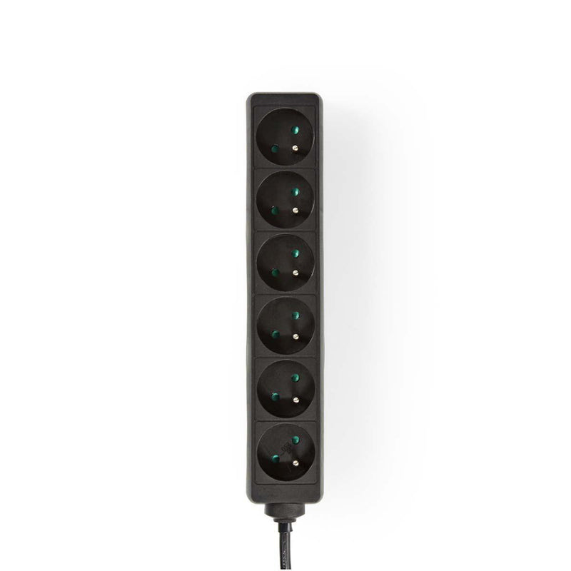 Nedis EXSO615E1BK Stekkerdoos France / Type-e (cee 7/6) 6-wegs 1.50 M 3680 W 16 A Soort Aarding: Aa