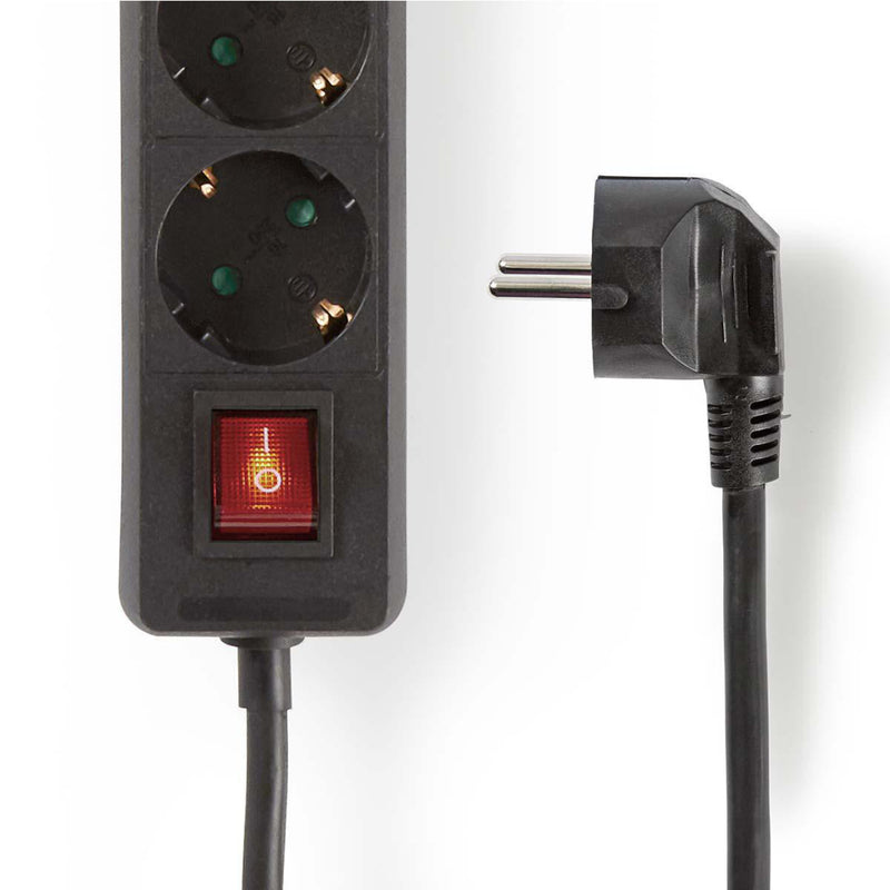 Nedis EXSO615F2BK Stekkerdoos Beschermend Contact Met Aan/uit-schakelaar 6-wegs 1,5 M Zwart