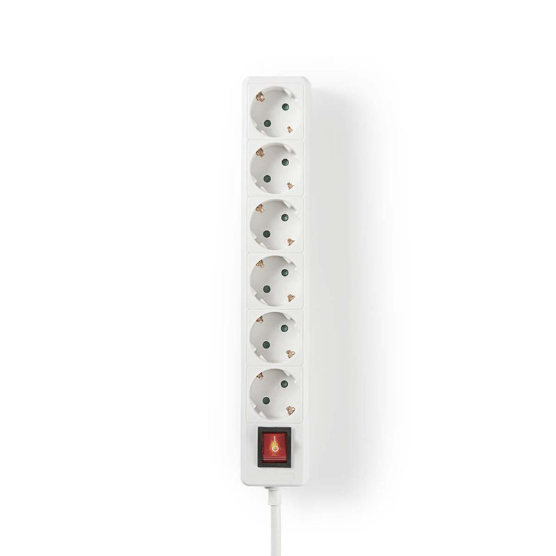 Nedis EXSO615F2WT Stekkerdoos Beschermend Contact Met Aan/uit-schakelaar 6-wegs 1,5 M Wit