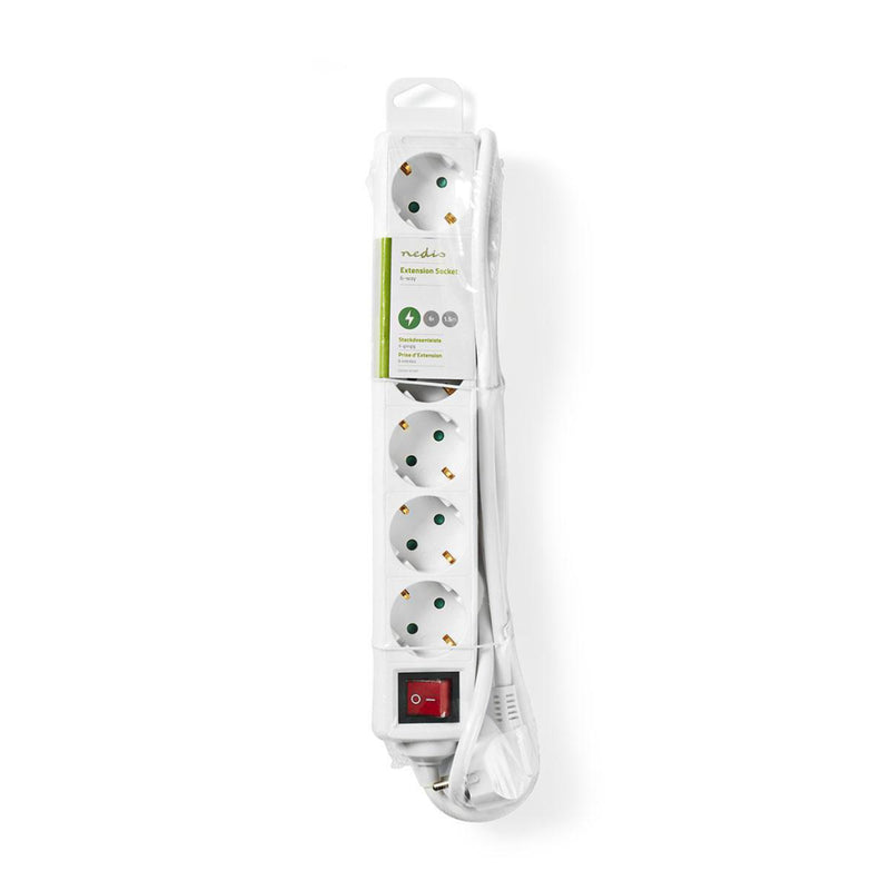 Nedis EXSO615F2WT Stekkerdoos Beschermend Contact Met Aan/uit-schakelaar 6-wegs 1,5 M Wit