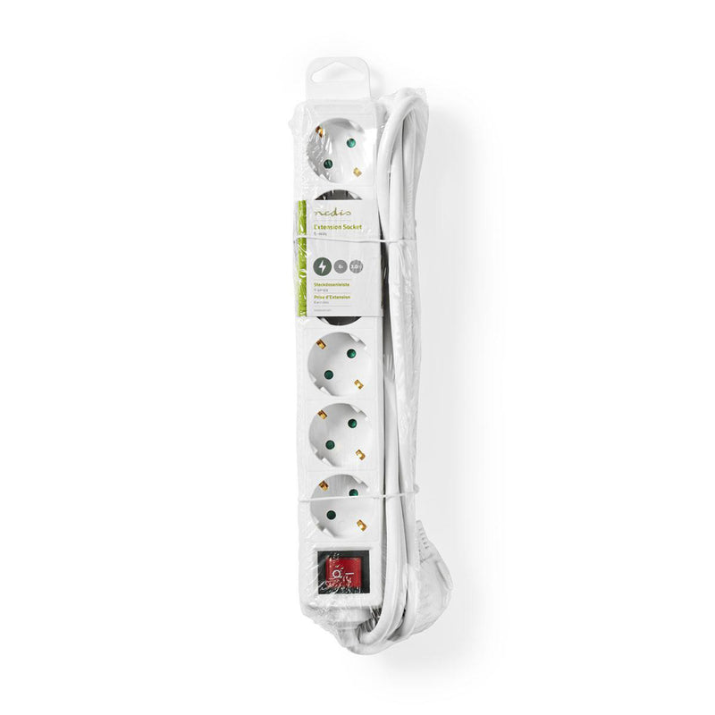 Nedis EXSO630F2WT Stekkerdoos Beschermend Contact Met Aan/uit-schakelaar 6-wegs 3,0 M Wit