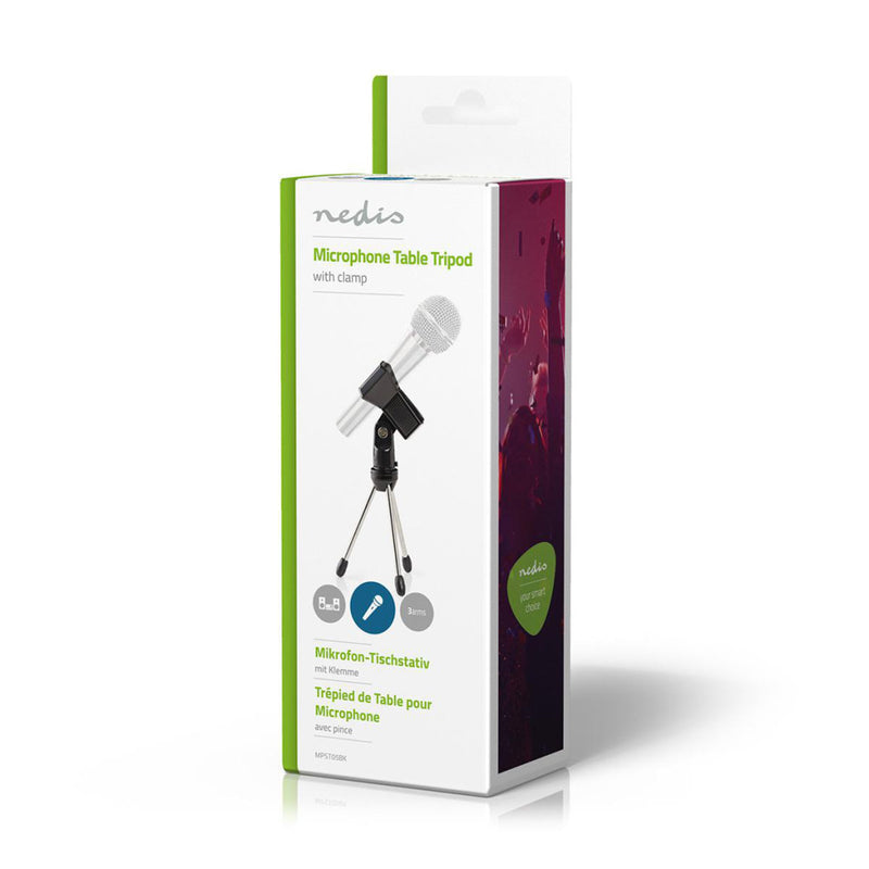 Nedis MPST05BK Tafelstandaard Voor Microfoon Max. 0,8 Kg Zwart Zilver