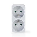Nedis PSSPL200C2WT Stopcontact-splitter France / Type-e (cee 7/6) 250 V Ac 50 Hz Stroomkabel Zijde