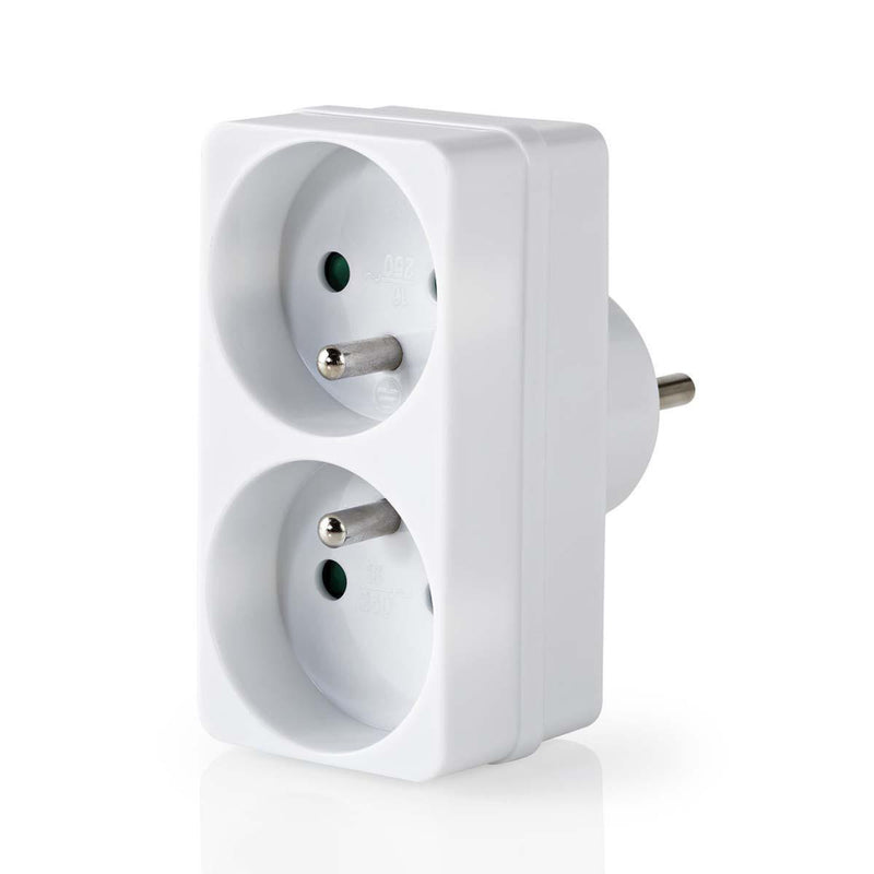 Nedis PSSPL200C2WT Stopcontact-splitter France / Type-e (cee 7/6) 250 V Ac 50 Hz Stroomkabel Zijde