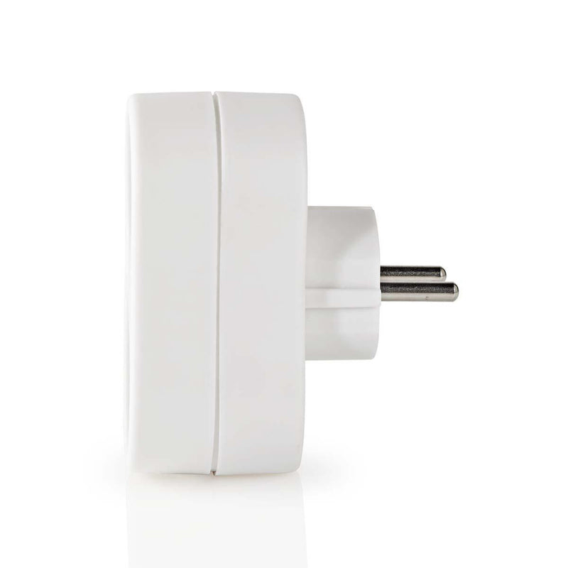 Nedis PSSPL200F1WT Stopcontact Splitter Beschermend Contact 2-weg Schuko-contactdoos Wit