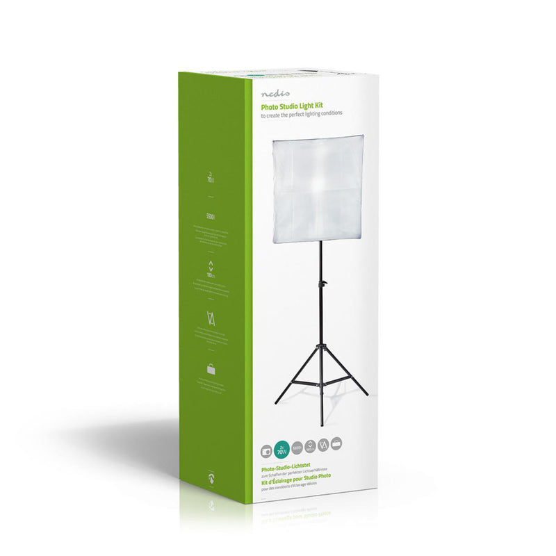 Nedis SLKT10BK Verlichtingsset Fotostudio 2x 70 W 5500 K 180 Cm Hoogte Opvouwbaar