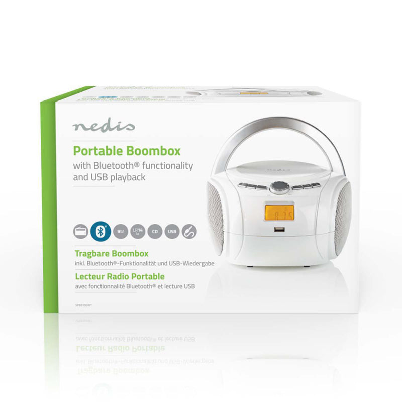Nedis SPBB100WT Boombox 9 W Bluetooth® Cd-speler / Fm-radio / Usb / Aux Wit