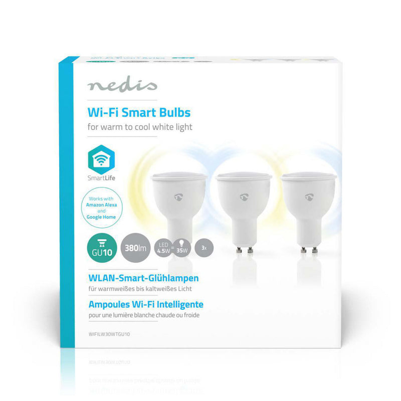 Nedis WIFILW30WTGU10 Slimme Wi-fi-led-lampen Warm- Tot Koud-wit Gu10 3-pack