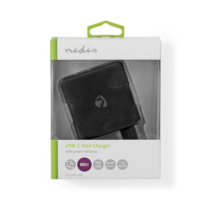 Nedis WCPD60W100BK Thuislader 3,0 A Usb-c Power Delivery 60 W Zwart