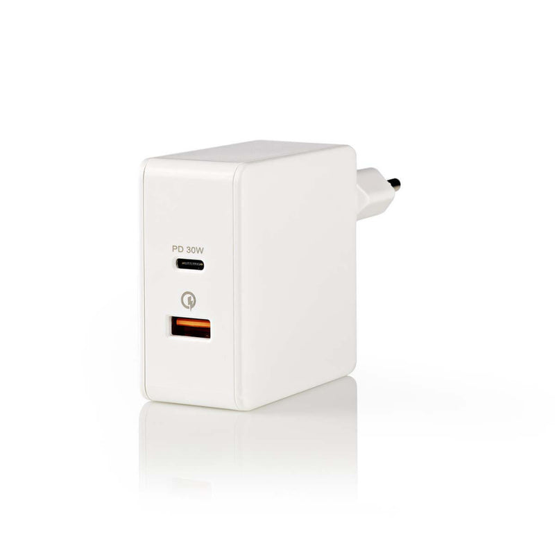 Nedis WCPD30W110WT Thuislader 3,0 A Usb (qc) / Usb-c Voeding: 30 W Wit