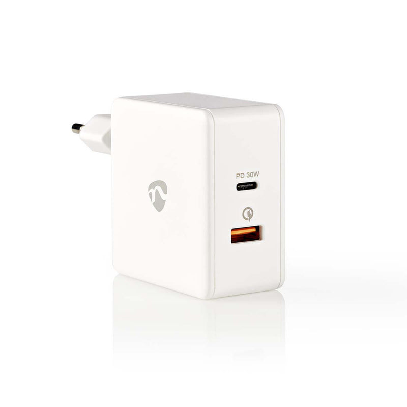 Nedis WCPD30W110WT Thuislader 3,0 A Usb (qc) / Usb-c Voeding: 30 W Wit