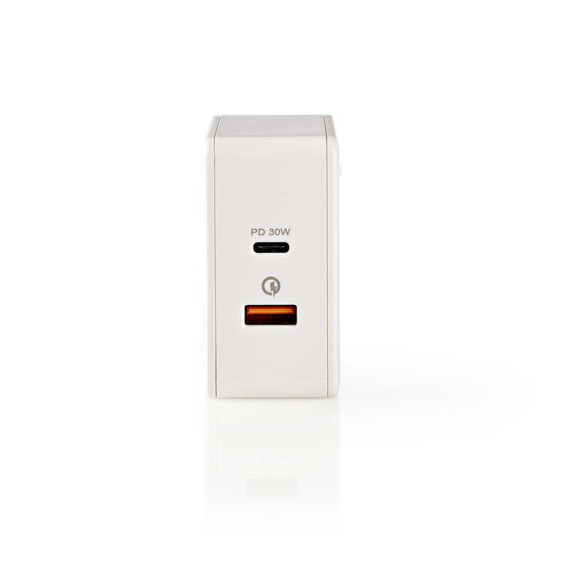 Nedis WCPD30W110WT Thuislader 3,0 A Usb (qc) / Usb-c Voeding: 30 W Wit