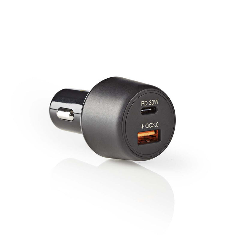 Nedis CCPD30W100BK Autolader 3,0 A Usb (qc 3.0) / Usb-c&trade; Voeding: 30 W Zwart