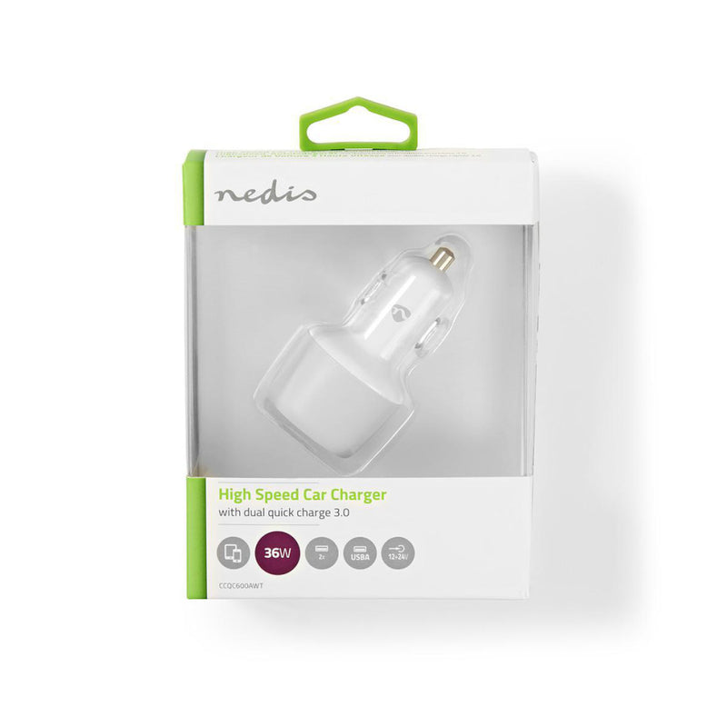 Nedis CCQC600AWT Autolader 3,0 A 2x Usb (qc 3.0) Wit