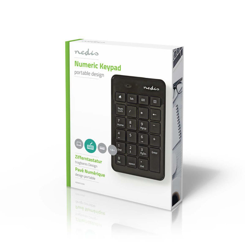 Nedis KBNM100BK Bedraad Numeriek Toetsenbord Usb Zwart