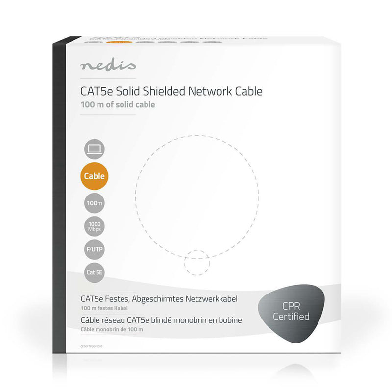 Nedis CCBGFTP5GY100S Netwerkkabel Cat5e F/utp Solid - 100 M Grijs