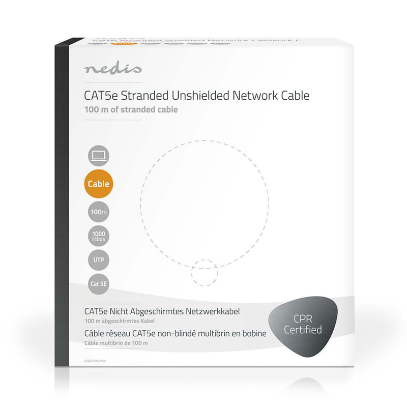 Nedis CCBGUTP5GY100 Netwerkkabel Cat5e Utp Stranded - 100 M Grijs