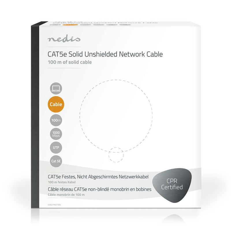 Nedis CCBGUTP5GY100S Netwerkkabel Cat5e Utp Solid - 100 M Grijs