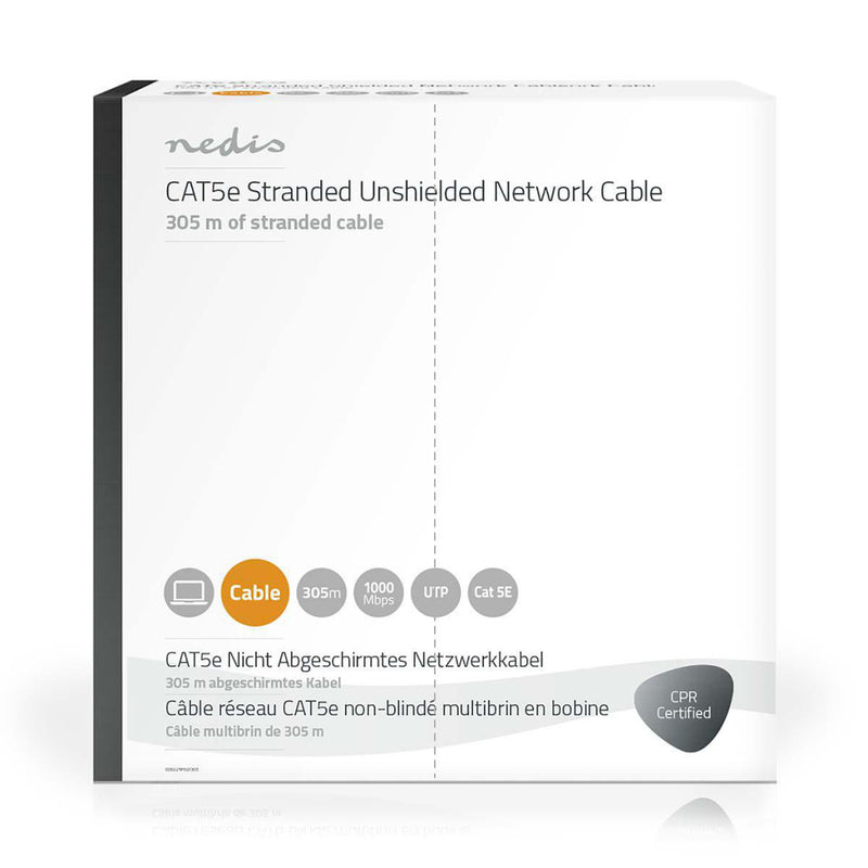 Nedis CCBGUTP5GY305 Netwerkkabel Cat5e Utp Stranded - 305 M Grijs