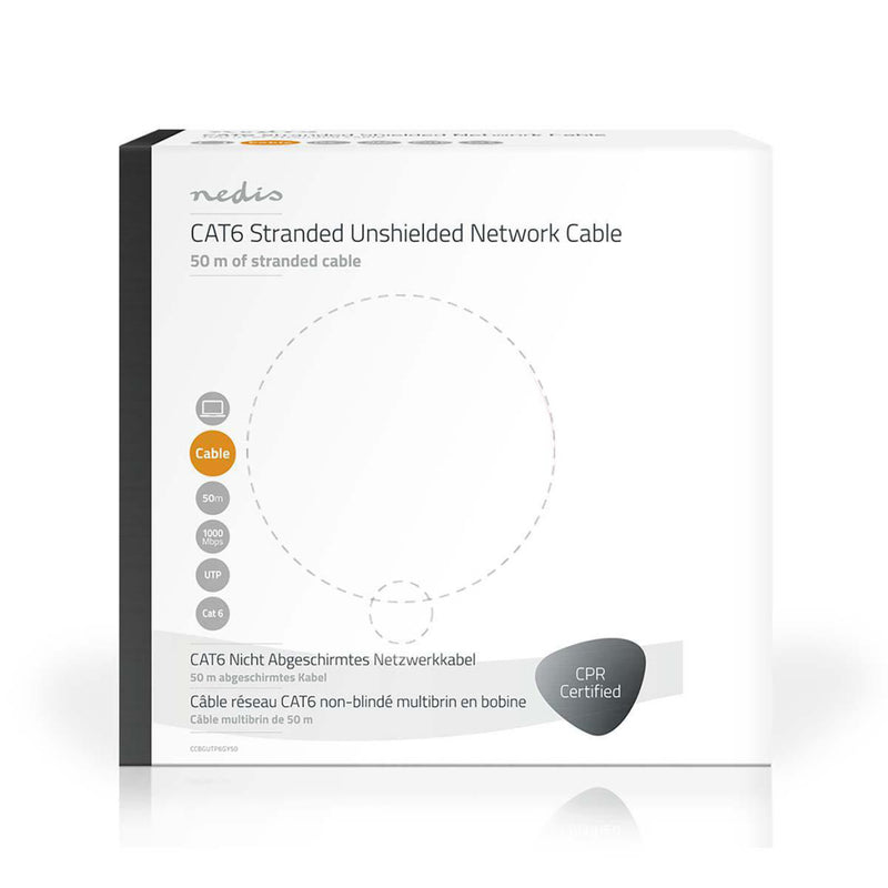 Nedis CCBGUTP6GY50 Netwerkkabel Cat6 Utp Stranded - 50 M Grijs