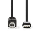 Nedis CCGP60650BK10 Usb-kabel Usb 2.0 Usb-c&trade; Male Usb-b Male 480 Mbps Otg Vernikkeld 1.00 M R