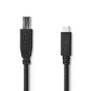 Nedis CCGP60650BK10 Usb-kabel Usb 2.0 Usb-c&trade; Male Usb-b Male 480 Mbps Otg Vernikkeld 1.00 M R