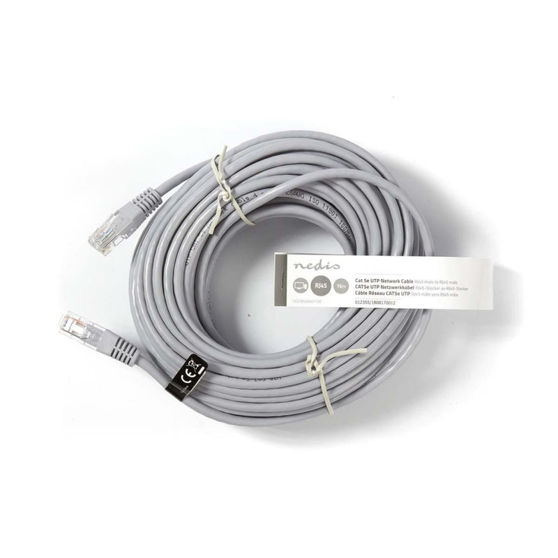 Nedis CCGT85000GY150 Cat5e-kabel U/utp Rj45 Male Rj45 Male 15.0 M Rond Pvc Grijs Label