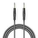 Nedis COTH23020GY30 Stereo-audiokabel 6,35 Mm Male 6,35 Mm Male Vernikkeld 3.00 M Rond Donkergrijs