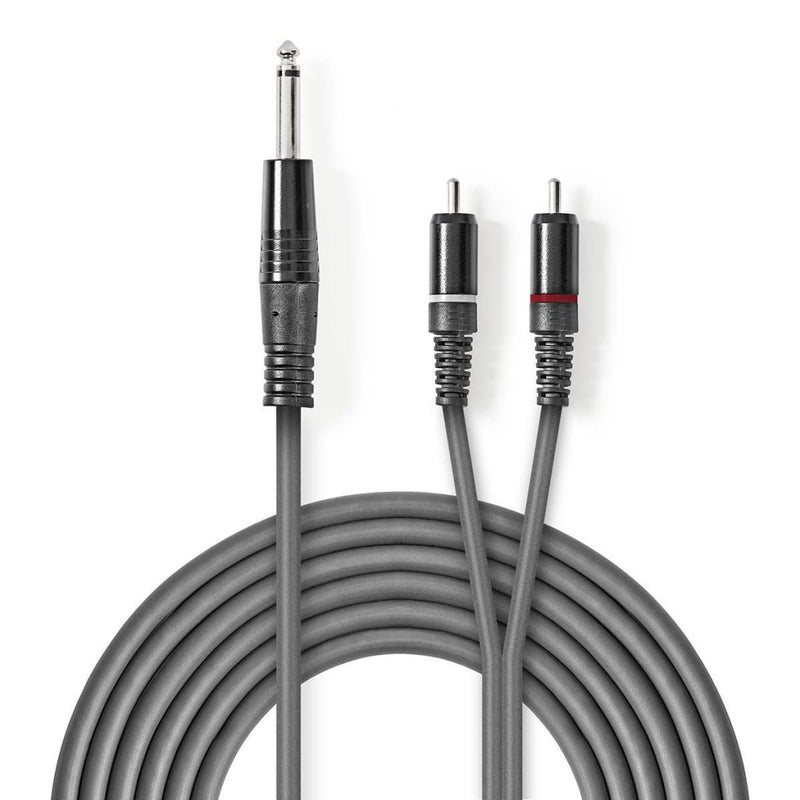 Nedis COTH23300GY15 Stereo Audiokabel 6,35 Mm Male - 2x Rca Male 1,5 M Grijs