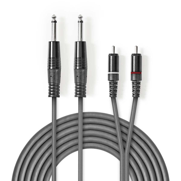Nedis COTH23320GY30 Stereo Audiokabel 2x 6,35 Mm Male - 2x Rca Male 3,0 M Grijs