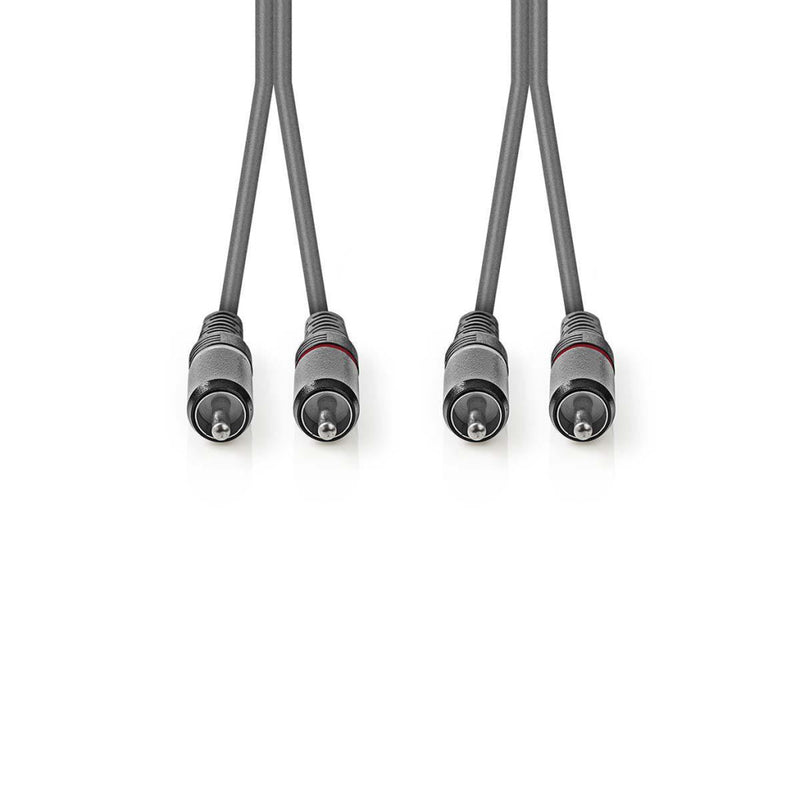 Nedis COTH24200GY50 Stereo Audiokabel 2x Rca Male - 2x Rca Male 5,0 M Grijs