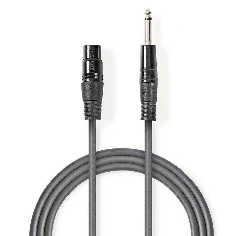 Nedis COTG15120GY100 Ongebalanceerde Xlr-audiokabel Xlr 3-pins Female - 6,35 Mm Male 10 M Grijs