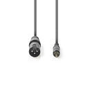 Nedis COTH15205GY30 Xlr-audiokabel Xlr 3-pins Male - Rca Male 3,0 M Grijs