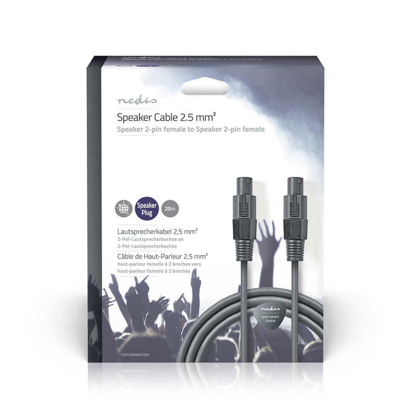 Nedis COTG16000GY200 Luidsprekerkabel 1,5 Mm&sup2; Luidspreker 2-pins Female - Luidspreker 2-pins F